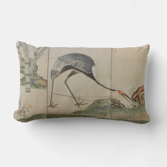Coussin Rectangle Grues, pins, et bambou (Recto)