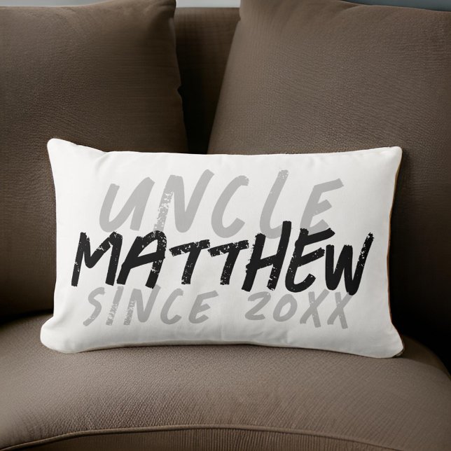 Coussin Rectangle Grunge noir et blanc moderne pour l'oncle Cool (Créateur téléchargé)
