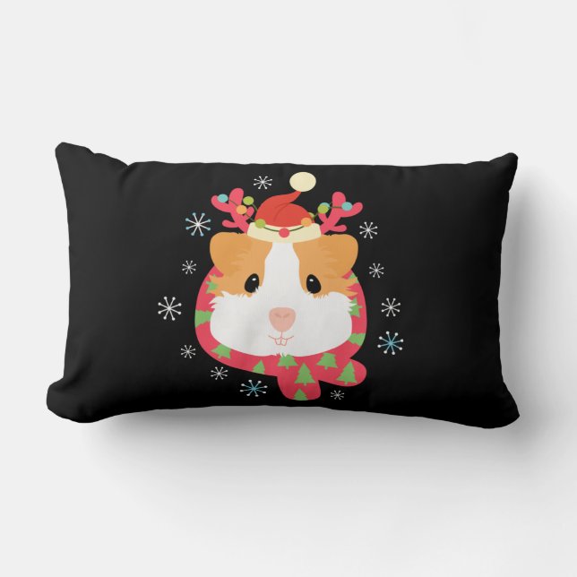 Coussin Rectangle Guinée Cochon renne de Noël (Recto)