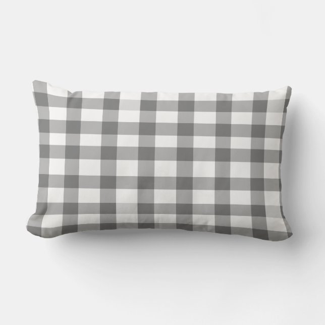 Coussin Rectangle Guingan noir (Recto)