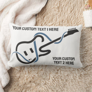Coussin Rectangle Guitare stylisée de texte personnalisé