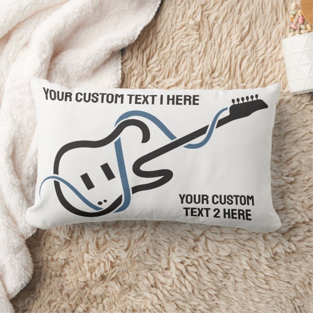 Coussin Rectangle Guitare stylisée de texte personnalisé (Couverture)