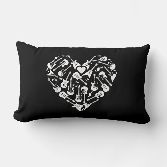 Coussin Rectangle Guitares Coeur Guitariste Valentines (Recto)