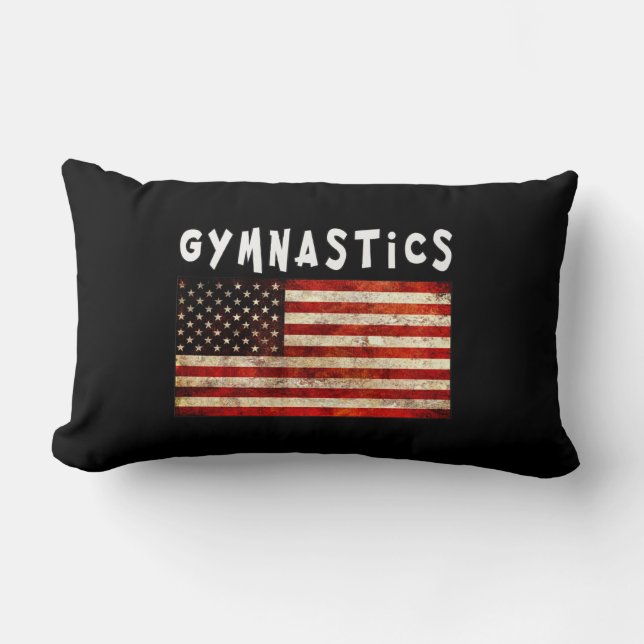 Coussin Rectangle Gymnastique Grunge Américain Drapeau USA (Recto)