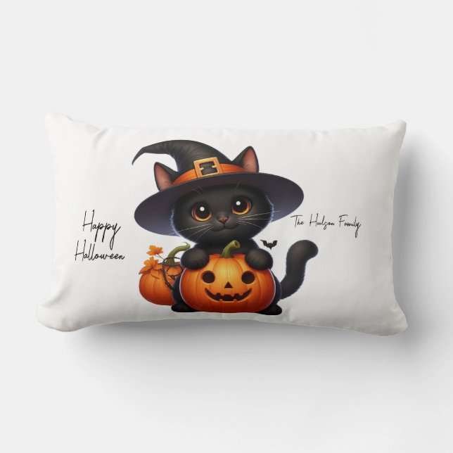 Coussin Rectangle Hallocat halloween Citrouille Family (Recto)