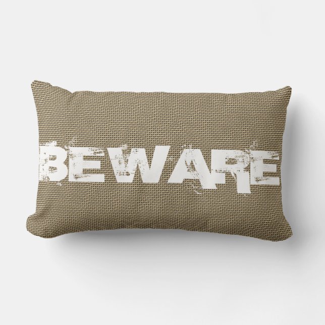 Coussin Rectangle Halloween Attention Burlap (Recto)