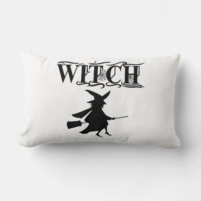 Coussin Rectangle Halloween Black Wicked Flying Witch (Recto)