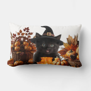 Coussin Rectangle Halloween Citrouilles et Chat