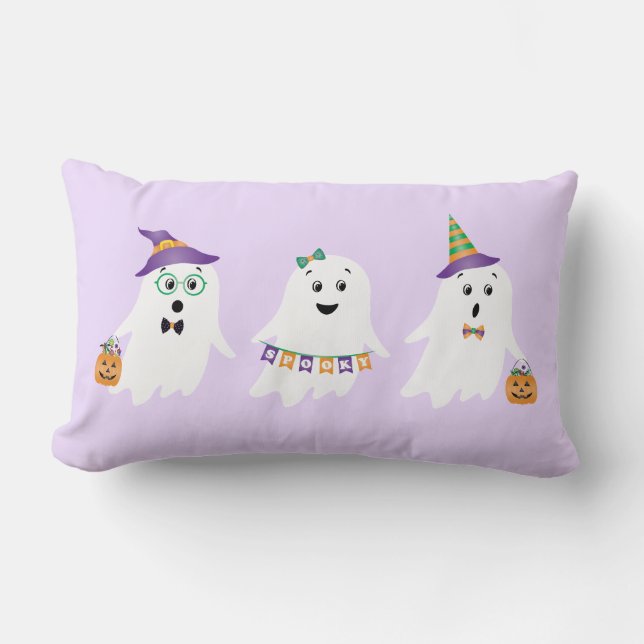 Coussin Rectangle Halloween Fantômes Tricoter Ou Traiter (Recto)