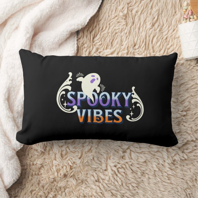 Coussin Rectangle Halloween Ghost Vibes Éffrayant Typographie Lettra (Couverture)