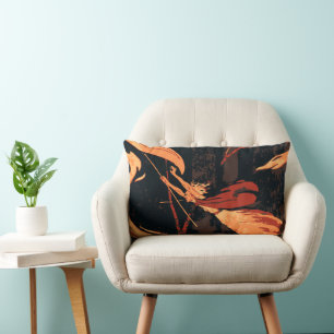 Coussin Rectangle Halloween vintage, sorcière mauvaise avec le feu