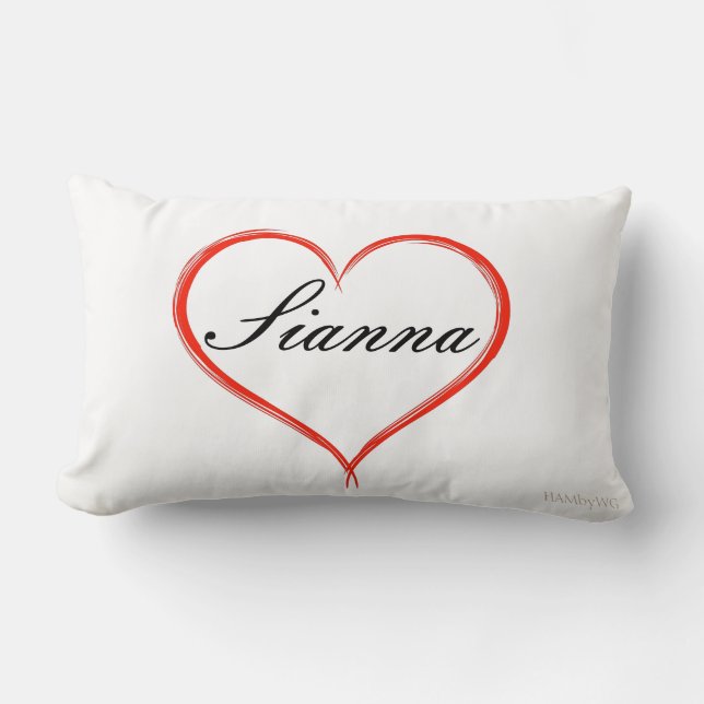 Coussin Rectangle HAMbyWG - Jeu d'oreiller - Coeur avec nom (Recto)