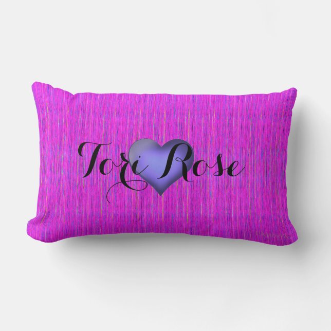 Coussin Rectangle HAMbyWG - Jeu d'oreiller - Violet rose avec nom (Recto)