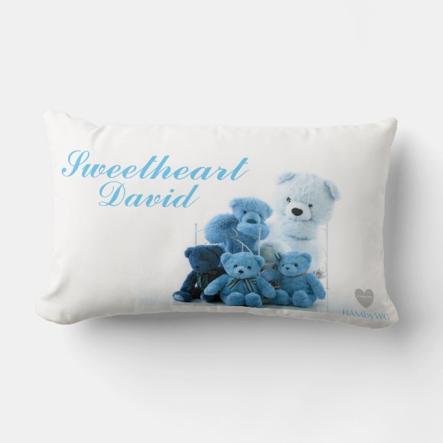 Coussin Rectangle HAMbyWG - Pilote - Nounours bleus (Recto)