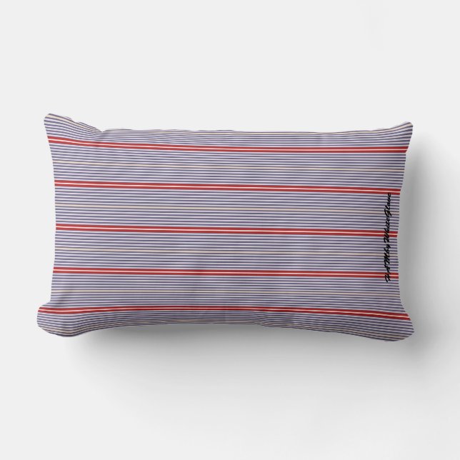 Coussin Rectangle HAMbyWhiteGlove - Lumbar - Bleu et Rouge (Recto)