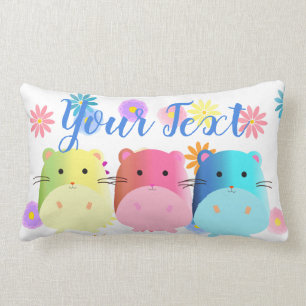 Coussin Rectangle Hamsters mignons triples de Kawaii faits sur