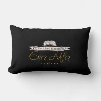 Coussin Rectangle Happily Ever After Quote Vintage Story Book Black