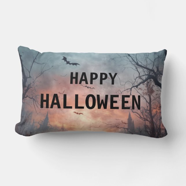Coussin Rectangle Happy Halloween Burlap Throw (Recto)