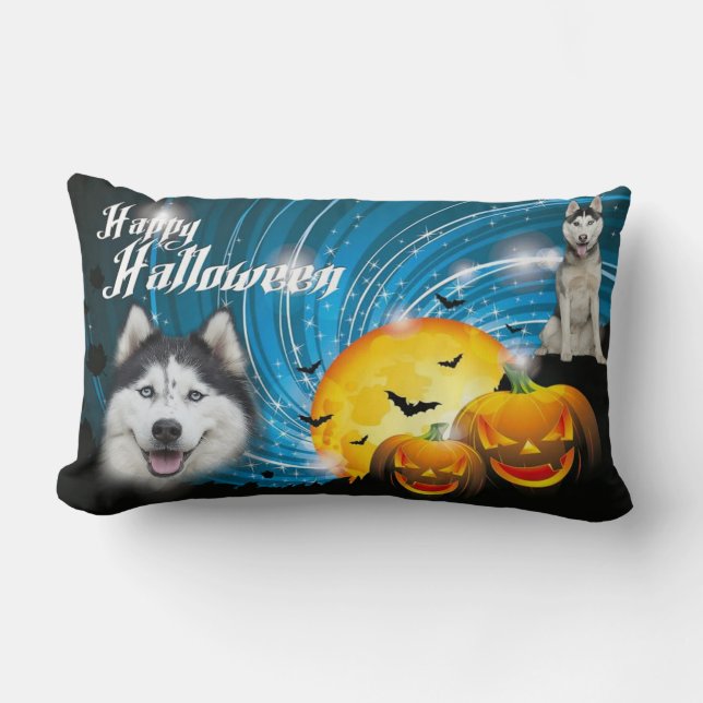 Coussin Rectangle Happy Halloween Husky (Recto)