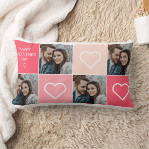 Coussin Rectangle Happy Valentines Day Four Photo Collage