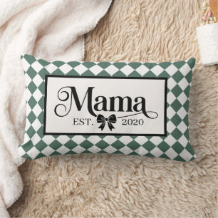 Coussin Rectangle Harlequin à Carreaux Verts Maman Personnalisée Éta