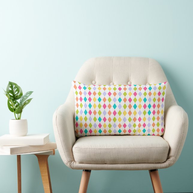 Coussin Rectangle Harlequin coloré Diamond Motif (Chaise)