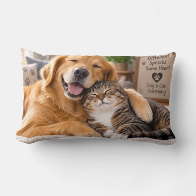Coussin Rectangle Harmonie chien et chat (Recto)