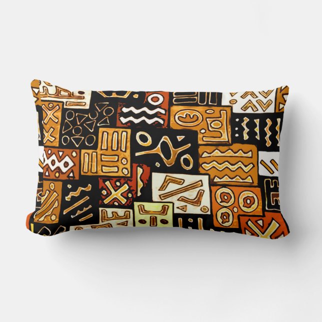 Coussin Rectangle Harmonie tribale : Motif géométrique africain (Recto)