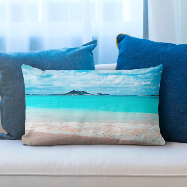 Coussin Rectangle Hawaii Turquoise Ocean Sandy Beach Photo Tropical (Créateur téléchargé)