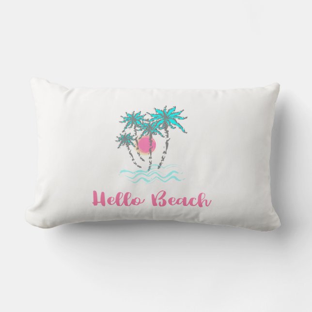 Coussin Rectangle Hello Beach Tropical Summer Unique (Recto)