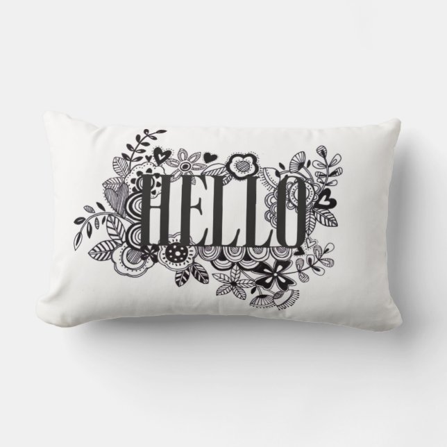 Coussin Rectangle 'Hello' bizarré main gribouillé Scatter Cushion (Recto)