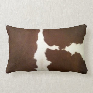Coussin Rectangle Hereford Brown et blanc Faux Cowhide Lumbar