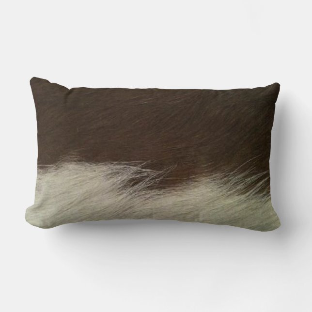 Coussin Rectangle Hereford Brown et blanc Faux Cowhide Lumbar (Recto)