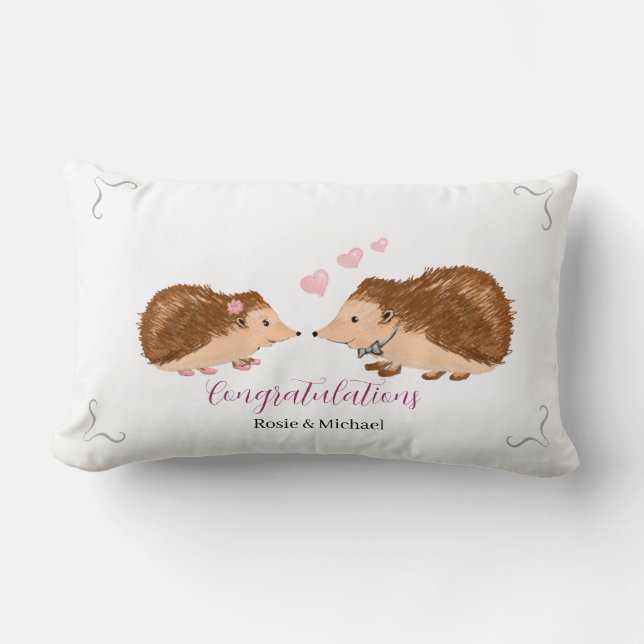 Coussin Rectangle Hérisson mariage ou fiançailles romantique (Recto)