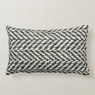 Coussin Rectangle Herringbone Tweed Russe Black & White Knit Imprime