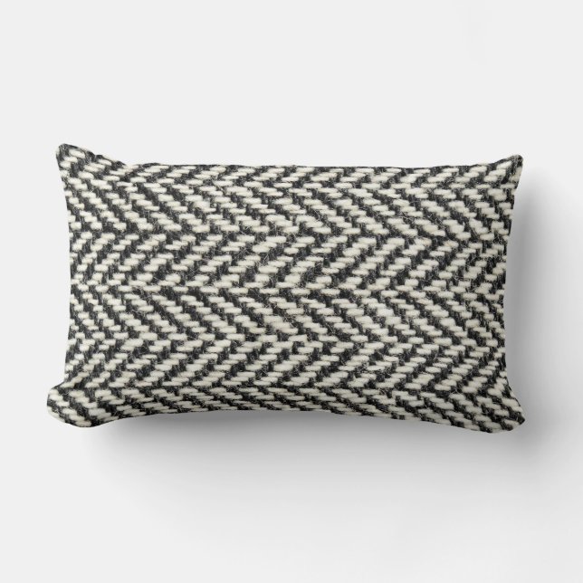 Coussin Rectangle Herringbone Tweed Russe Black & White Knit Imprime (Recto)