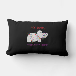 Coussin Rectangle Hey Santa, Où est mon hippopotame 2