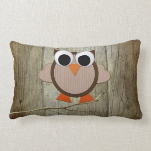 Coussin Rectangle Hibou lunatique et bois