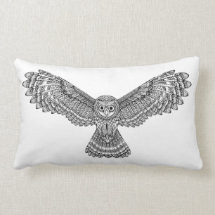 Coussin Rectangle Hibou Zendoodle de vol