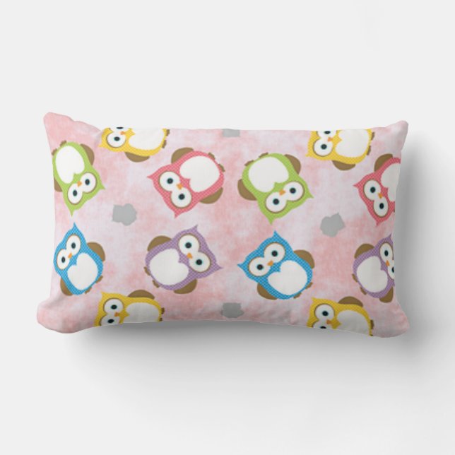 Coussin Rectangle Hiboux Colorés Choisis Carré ou (Recto)