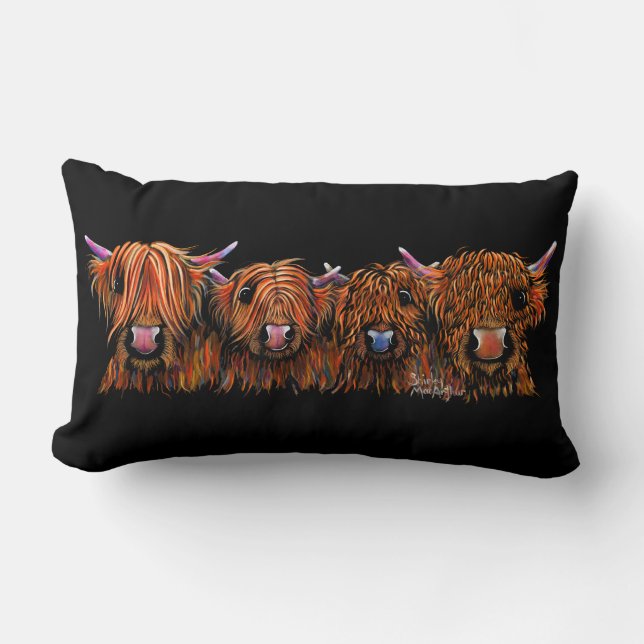 Coussin Rectangle HiGHLaND CoW PRiNT SCoTTiSH ' THe GiNGeR NuTS ' (Recto)