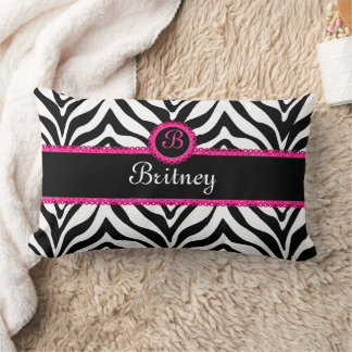 Coussin Rectangle Hip Zebra Imprimer et Monogramme dentelle