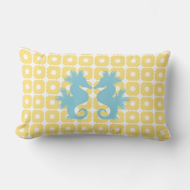 Coussin Rectangle Hippocampe jaune de motif (Recto)