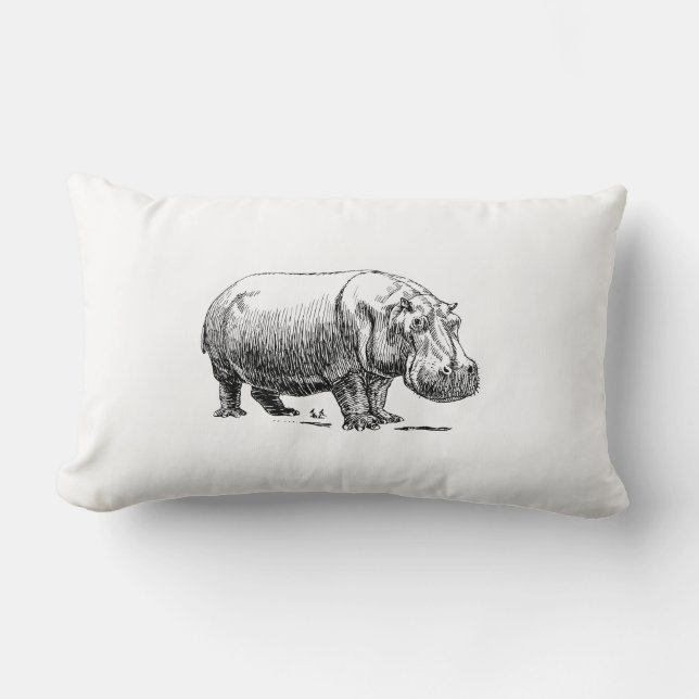 Coussin Rectangle Hippopotame (Recto)