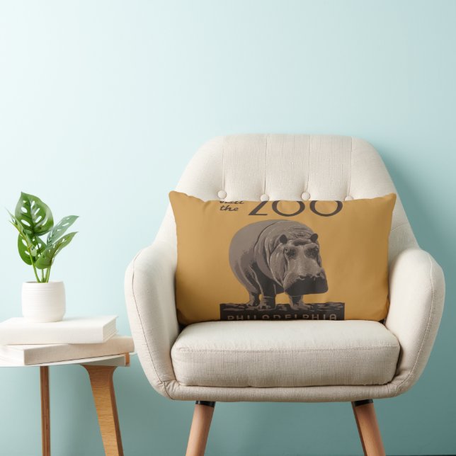 Coussin Rectangle Hippopotame vintage hippo zoo poster wpa (Chaise)