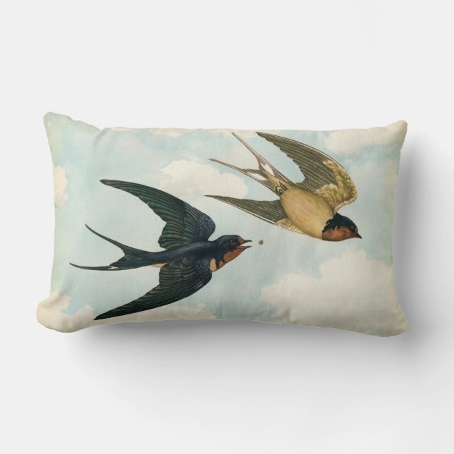Coussin Rectangle Hirondelle de grange Oiseau Mangez un bug Vol de l (Recto)