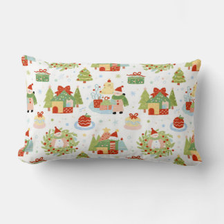 Coussin Rectangle Histoire de Village de Noël Fantaisiste