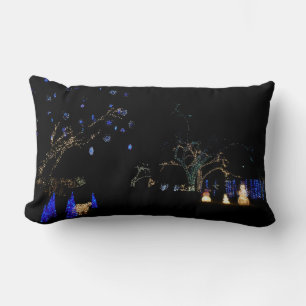 Coussin Rectangle Hiver Wonderland Lumières Bleu et blanc Vacances
