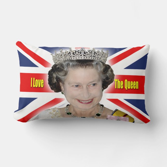 Coussin Rectangle HM Reine Elizabeth II - J'Aime La Reine (Recto)