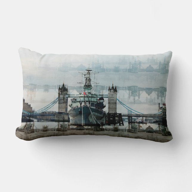 Coussin Rectangle HMS Belfast Sur La Tamise, Londres Angleterre (Recto)